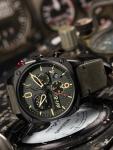 AVI-8 Mens 45mm Hawker Hunter Retrograde Chronograph Deep Green Black Japanese Quartz Pilot Watch with Leather Strap AV-4052-08