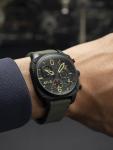 AVI-8 Mens 45mm Hawker Hunter Retrograde Chronograph Deep Green Black Japanese Quartz Pilot Watch with Leather Strap AV-4052-08