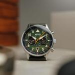 AVI-8 Mens 43.5mm Hawker Hurricane Carey Dual Time Merville Japanese Quartz Pilot Watch with Leather Strap AV-4088-02