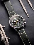 AVI-8 Mens 43.5mm Hawker Hurricane Carey Dual Time Merville Japanese Quartz Pilot Watch with Leather Strap AV-4088-02