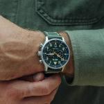 AVI-8 Mens 43.5mm Hawker Hurricane Carey Dual Time Merville Japanese Quartz Pilot Watch with Leather Strap AV-4088-02