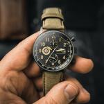 AVI-8 Mens 42mm Hawker Hurricane Classic Chronograph Dark Earth Japanese Quartz Pilot Watch with Leather Strap AV-4011-0E