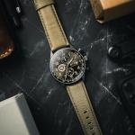 AVI-8 Mens 42mm Hawker Hurricane Classic Chronograph Dark Earth Japanese Quartz Pilot Watch with Leather Strap AV-4011-0E