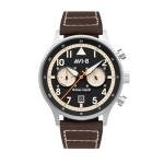 AVI-8 Mens 43.5mm Hawker Hurricane Carey Dual Time Manston Japanese Quartz Pilot Watch with Leather Strap AV-4088-01