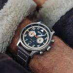 AVI-8 Mens 43.5mm Hawker Hurricane Carey Dual Time Manston Japanese Quartz Pilot Watch with Leather Strap AV-4088-01