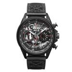 AVI-8 Mens 45mm Hawker Harrier Matador Chronograph Stealth Black Japanese Quartz Pilot Watch with Genuine Leather Strap AV-4065-05