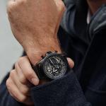 AVI-8 Mens 45mm Hawker Harrier Matador Chronograph Stealth Black Japanese Quartz Pilot Watch with Genuine Leather Strap AV-4065-05