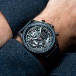 AVI-8 Mens 45mm Hawker Harrier Matador Chronograph Stealth Black Japanese Quartz Pilot Watch with Genuine Leather Strap AV-4065-05
