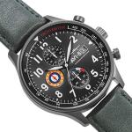 AVI-8 Pilot Hawker Hurricane Men's Military Green Japanese Quartz 42mm Watch with Leather Strap AV-4011-0D