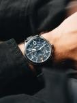 AVI-8 Mens 42mm Spitfire Lock Chronograph Channel Blue Japanese Quartz Pilot Watch with Leather Strap AV-4089-04