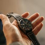 AVI-8 Mens 42mm Spitfire Lock Chronograph Channel Blue Japanese Quartz Pilot Watch with Leather Strap AV-4089-04