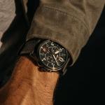 AVI-8 Mens 42mm Spitfire Lock Chronograph Channel Blue Japanese Quartz Pilot Watch with Leather Strap AV-4089-04