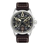 AVI-8 Mens 42mm Spitfire Lock Chronograph Midnight Oak Japanese Quartz Pilot Watch with Leather Strap AV-4089-01