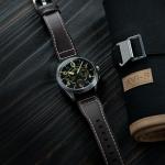 AVI-8 Mens 42mm Spitfire Lock Chronograph Midnight Oak Japanese Quartz Pilot Watch with Leather Strap AV-4089-01