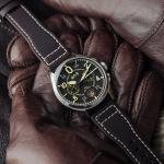 AVI-8 Mens 42mm Spitfire Lock Chronograph Midnight Oak Japanese Quartz Pilot Watch with Leather Strap AV-4089-01