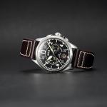 AVI-8 Mens 42mm Spitfire Lock Chronograph Midnight Oak Japanese Quartz Pilot Watch with Leather Strap AV-4089-01