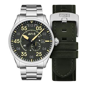 AVI-8 Mens 42mm Spitfire Type 300 Automatic Olive Green Pilot Watch with Solid Stainless Steel Bracelet AV-4073-22