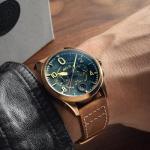 AVI-8 Mens 42mm Spitfire Lock Chronograph Bronze Green Japanese Quartz Pilot Watch with Leather Strap AV-4089-02