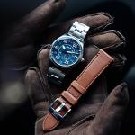 AVI-8 Mens 42mm Spitfire Type 300 Automatic Oxford Blue Pilot Watch with Solid Stainless Steel Bracelet AV-4073-11