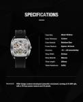 CIGA Design Automatic Mechanical Watch - Z Series Skeleton Stainless Steel Analog Wristwatch Tonneau Sapphire Crystal for Men Women (Black)