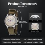 SEA-GULL 1963 International Edition,ST1901 Movement,Men's Mechanical Wrist Watches,Aviation Chronograph Pilot Watch,37.4mm,Manual Winding (Yellow)