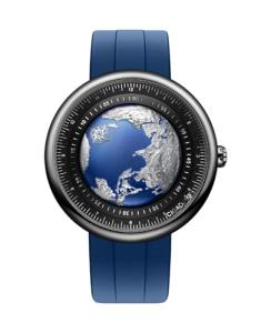 CIGA Design Mechanical Automatic Watch - Blue Planet U Series Wristwatch Round Titanium Case Sapphire Crystal for Men and Women with Fluororubber Strap