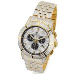 LOUIS XVI Majesté Full Iced Out Men's Watch Chronograph 43 mm Swiss Quartz Movement Stainless Steel Bracelet Gold/Silver Iced Dial CZ Diamonds, Two-tone iced, Luxury