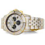LOUIS XVI Majesté Full Iced Out Men's Watch Chronograph 43 mm Swiss Quartz Movement Stainless Steel Bracelet Gold/Silver Iced Dial CZ Diamonds, Two-tone iced, Luxury