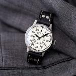 Laco Pilot Watch with Luminous Dial, Automatic Watch, Stainless Steel Case, Sapphire Glass, Waterproof, Made in Germany, black