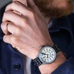 Laco Pilot Watch with Luminous Dial, Automatic Watch, Stainless Steel Case, Sapphire Glass, Waterproof, Made in Germany, black