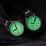 Laco Pilot Watch with Luminous Dial, Automatic Watch, Stainless Steel Case, Sapphire Glass, Waterproof, Made in Germany, black