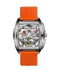 CIGA Design Automatic Mechanical Watch - Z Series Skeleton Titanium Analog Wristwatch Tonneau Sapphire Crystal for Men(Orange)