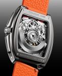 CIGA Design Automatic Mechanical Watch - Z Series Skeleton Titanium Analog Wristwatch Tonneau Sapphire Crystal for Men(Orange)