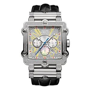 JBW Men's Luxury Phantom JB-6215 1.00 ctw Diamond Chronograph Wrist Watch with Leather Band