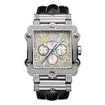 JBW Men's Luxury Phantom JB-6215 1.00 ctw Diamond Chronograph Wrist Watch with Leather Band
