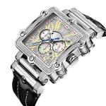 JBW Men's Luxury Phantom JB-6215 1.00 ctw Diamond Chronograph Wrist Watch with Leather Band