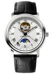 Frederique Constant Men's Mechanical Watch with White Dial Analogue Display and Black Leather Strap FC-335MC4P6
