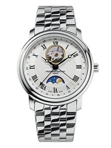 Frederique Constant Men's Mechanical Watch with White Dial Analogue Display and Silver Aluminium Strap FC-335MC4P6B2