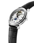 Frederique Constant Men's Mechanical Watch with White Dial Analogue Display and Black Leather Strap FC-335MC4P6