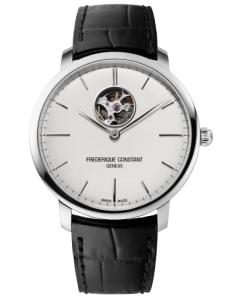 Frederique Constant Men's Mechanical Watch with Off-White Dial Analogue Display and Dark Brown Leather Strap FC-312S4S6