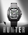 CIGA Design Z Series Hunter Automatic Mechanical Watch, in-House Caliber CD-07, BThree-Layered Octagonal Tonneau, Tapered H-Link Steel Bracelet, Waterproof Timepiece Gifts for Men and Women, Carbon