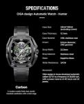 CIGA Design Z Series Hunter Automatic Mechanical Watch, in-House Caliber CD-07, BThree-Layered Octagonal Tonneau, Tapered H-Link Steel Bracelet, Waterproof Timepiece Gifts for Men and Women, Carbon