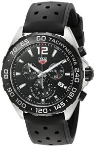 TAG Heuer Men's 43mm Black Rubber Band Steel Case Swiss Quartz Chronograph Watch CAZ1010.FT8024