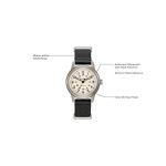 Bulova Men's Military Heritage Hack Stainless Steel 3-Hand Automatic Watch, Black NATO Leather Strap and Ivory Dial Style: 96A246, Silver, Pilot/Aviator, Military