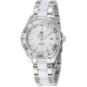 TAG Heuer Women's Aquaracer 35mm Two Tone Ceramic Band Steel Case Quartz White Dial Watch WAY131B.BA0914