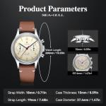 SEA-GULL 1963 International Edition,ST1901 Movement,Men's Mechanical Wrist Watches,Aviation Chronograph Pilot Watch,37.4mm,Manual Winding (Brown)