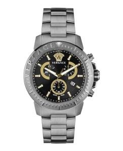 Versace Men's Quartz Fashion Bracelet and Stainless Steel Case Grey Dial Analogue Display Black Watch - VE2E00621