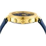 Versace - VEPY00921 Men's Fashion Quartz Watch Blue Leather Strap Stainless Steel Case Analogue Blue Dial