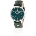 MAURICE LACROIX MAURICE LACROIX Eliros Date Green EL1118-SS001-620-5 Men's Watch Analogue Quartz with Green Velour Leather Strap, Green, Strap.