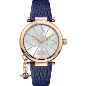 Vivienne Westwood ORB Pop Women's Quartz Watch with Silver Dial Analogue Display and Blue Leather Strap VV006RSBL